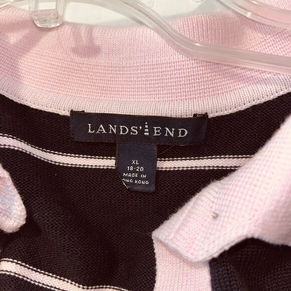 Vintage Lands End Sweater Size XL Short Sleeve Polo 90s - Picture 3 of 3